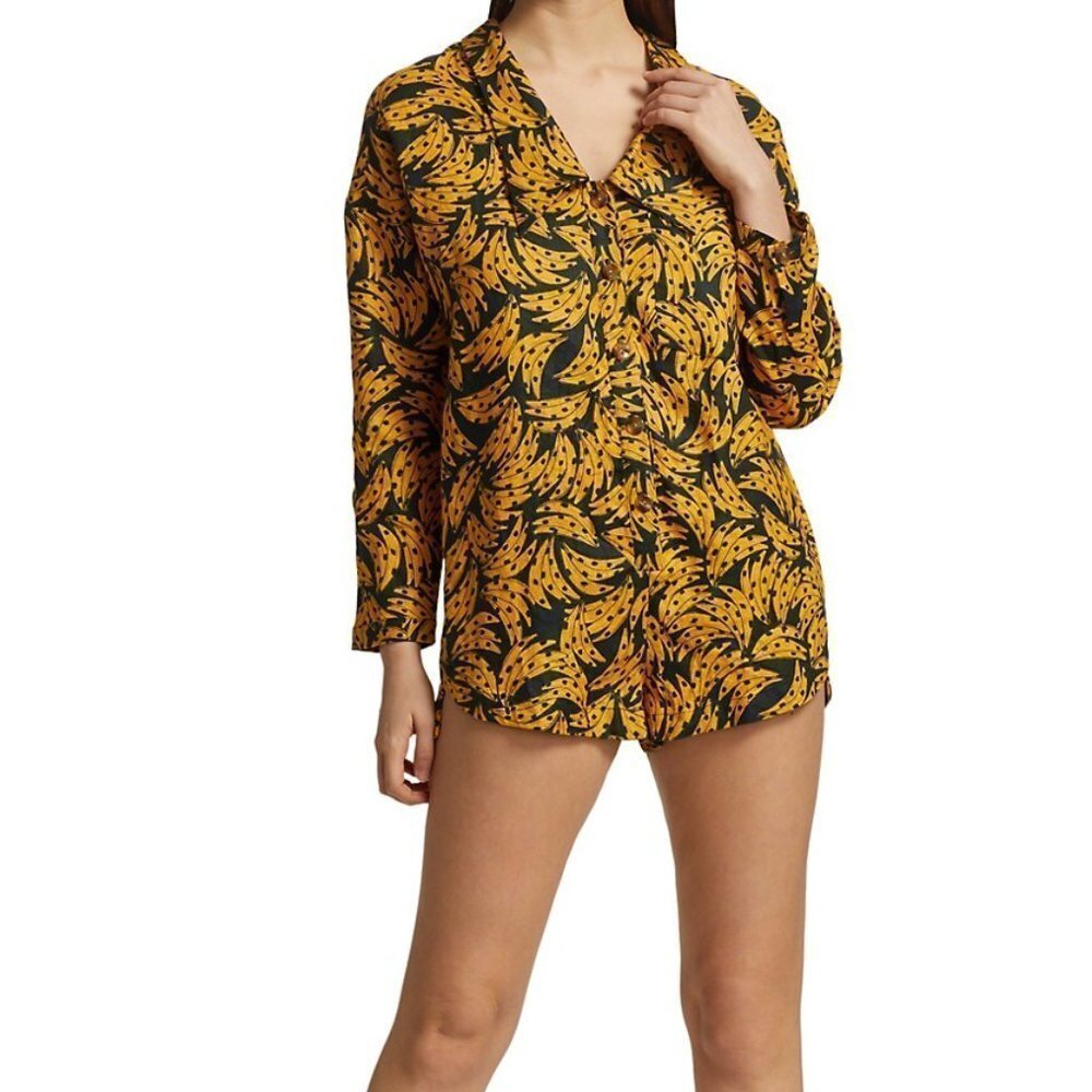 FARM Rio Yellow & Black Floral Print Romper Jumpsuit - Picture 2 of 9